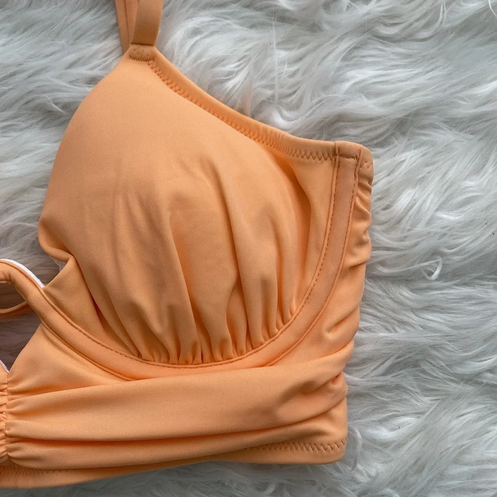 Shade & Shore | Creamsicle Shirred Keyhole Underwire Bikini Top